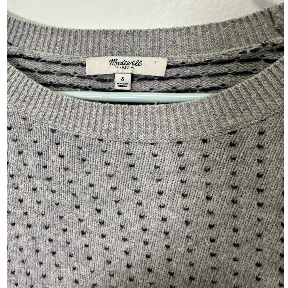 Madewell 1937 Gray Black Stripe Heart Dot Crewneck Sweater Size Small - Picture 4 of 5
